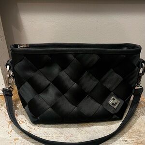 Maggie Bags Seatbelt Shoulder Black Woven Eco Friendly Bag